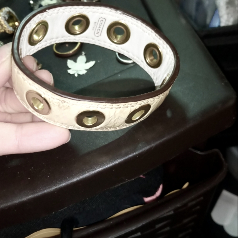COACH Leather bracelet with gold rivets